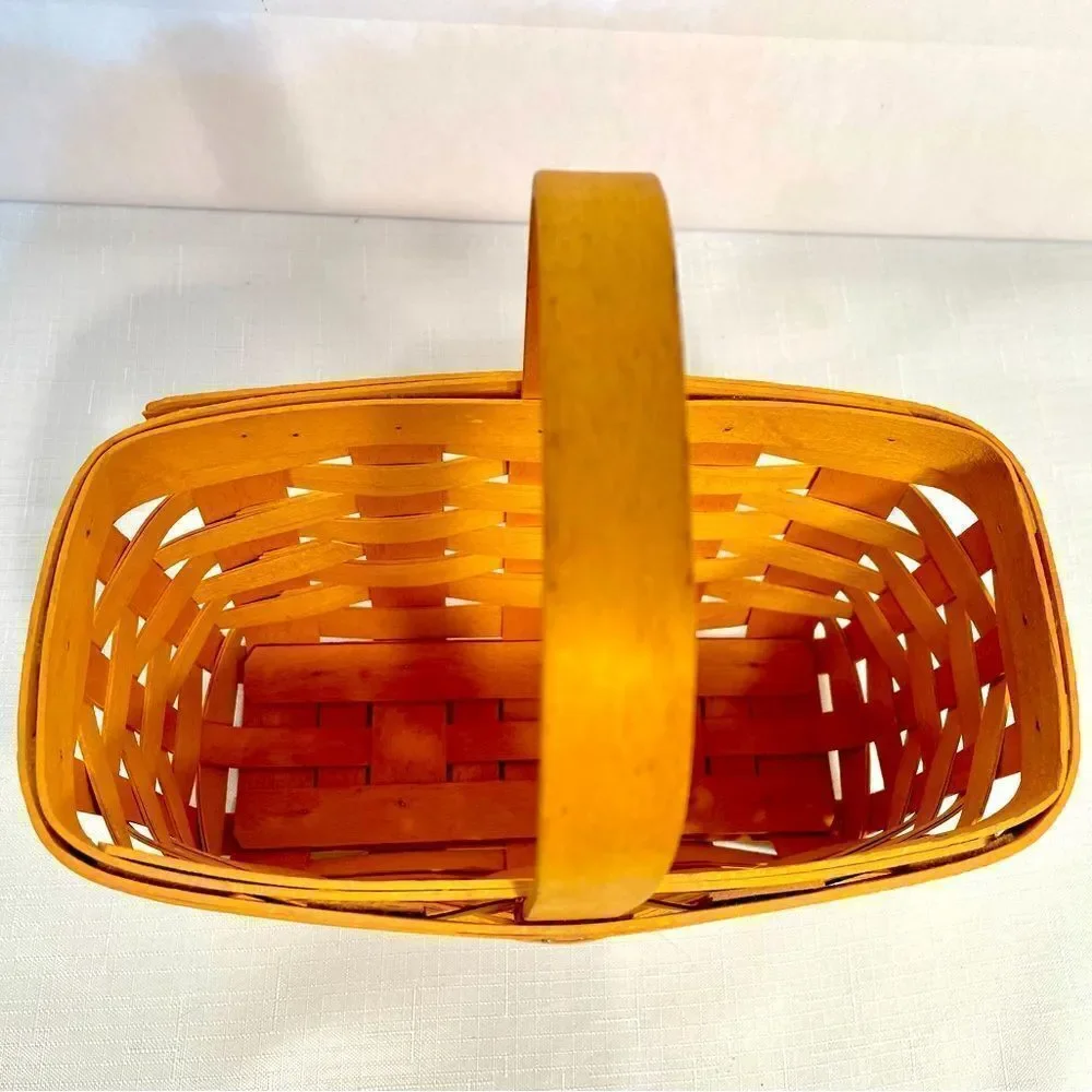 VINTAGE 9x5 RECTANGLE LONGABERGER BASKET with RED PLAID LINER 1999